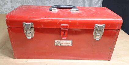 (1) Klein Tools - Metal Toolbox W/ Assorted Linesman Hand Tools