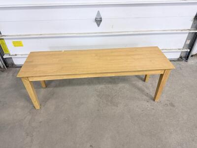 Solid Wood Rectangular Bench, Natural Finish, 59"x14"x18", Seats 3