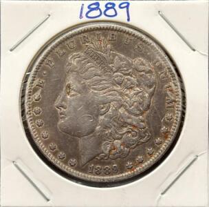 1889 Morgan Silver Dollar, Philadelphia, 90% Silver, 38.1mm, Circulated, Liberty, Eagle Reverse