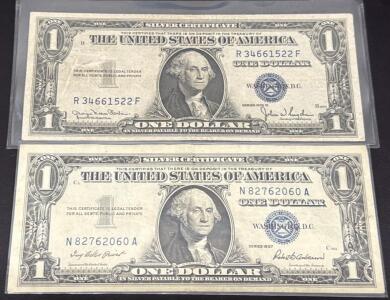 1935-D & 1957 $1 Silver Certificates &ndash; Blue Seal &ndash; Clark/Snyder & Priest/Anderson, Circulated