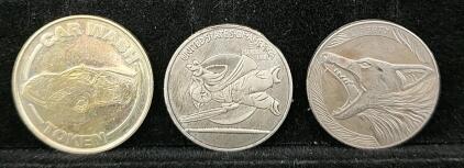 (2) Collectable Folk Art Coin REPLICAS (1) Collectible Car Wash Token REPLICA