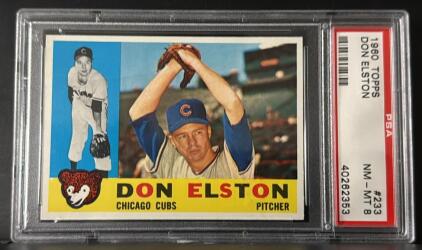 1960 Topps Don Elston #233 PSA 8 Chicago Cubs Pitcher, High-Grade Vintage Baseball Card