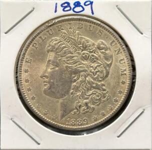 1889 Morgan Silver Dollar, Philadelphia, 90% Silver, Eagle Reverse, Lady Liberty Obverse