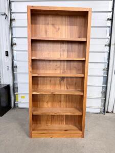 5-Shelf Adjustable Solid Wood Bookcase, 72"x32"x12", Natural Finish, Sturdy Construction