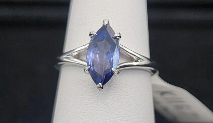 Size 6 1/2 Oscar Friedman Tanzanite Princess Cut Stone 925 Ring