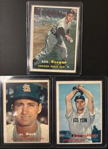 1957 Topps Baseball Card Lot: Al Dark #98, Bob Keegan #99, Bob Porterfield #118 MLB Originals