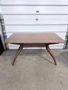 Mid-Century Modern Style Walnut Dining Table with Sculptural Legs, Approx. 60"x30"x29"