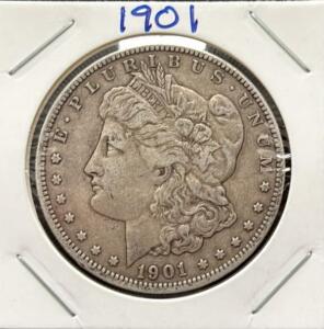 1901 Morgan Silver Dollar, Philadelphia, 90% Silver, $1 Coin, Circulated, No Mint Mark