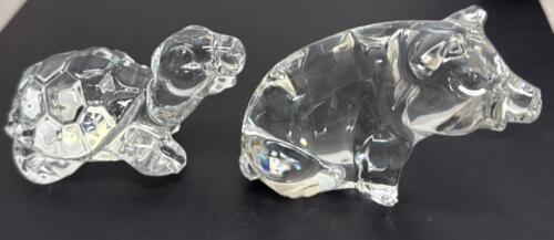Princess House Pets Crystal Figurines Set &ndash; Turtle & Pig, 24% Lead, Germany, 3.5&ndash;3.75&rdquo;