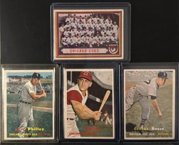 1957 Topps Baseball Cards Lot - Ed Bailey, George Susce, Dave Philley, Chicago Cubs Team