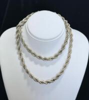 Sterling Silver Rope Chain Necklace, Lobster Clasp, Approx. 4&ndash;6mm, Marked "25"