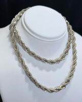 Sterling Silver Rope Chain Necklace, Lobster Clasp, Approx. 4&ndash;6mm, Marked "25" - 2