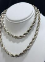 Sterling Silver Rope Chain Necklace, Lobster Clasp, Approx. 4&ndash;6mm, Marked "25" - 3