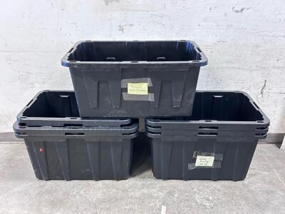(7) HDX Tough Totes/ Bins, Stackable. 30"x 20"x 14"