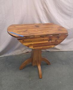 Drop Leaf Pedestal Table, 2-Leaf, Oval, Wood, Medium Brown Finish, Seats 2-4