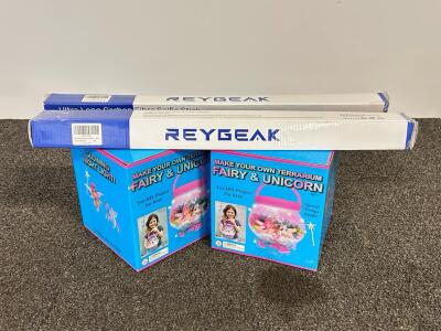 (2) REYGEAK 118" Extended Selfie Stick & (2) Make Your Own Light-Up Fairy & Unicorn Terrarium Arts