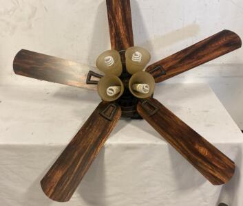 52" Ceiling Fan With 5 Wood Blades, 4-Light Kit, CFL Bulbs, Oil-Rubbed Bronze Finish- Untested