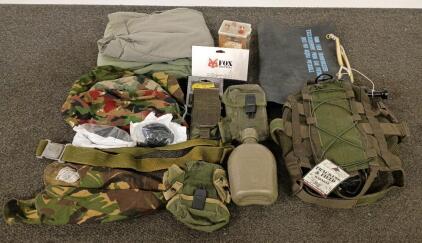 Dutch & US Military Surplus Gear Lot&mdash;Camo Hoods, Fleece Pants Large, Field Harness, & More