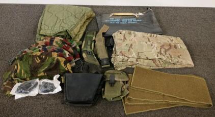 Mixed Military Surplus Gear Lot &ndash; USGI Cold Weather Liner, Combat Trousers, Pouches, Water Bag