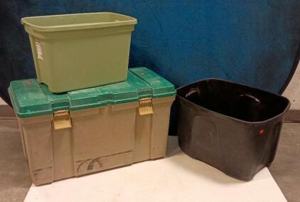 Rubbermaid 31 Gal Lockable Storage Chest With Two Utility Tubs, Plastic, Stackable, Handles