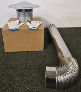 Ranein 4" Stainless Steel Vent Pipe With 6" Willgoon Chimney Cap, Elbow, Gloves, Rain & Spark Arrestor