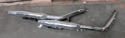 Chrome 2-Into-2 Motorcycle Exhaust System With Heat Shields, Fits Twin-Cylinder Cruiser