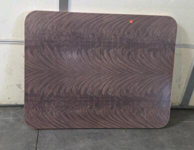 Rectangular 60x48 Inch Laminate Tabletop, Brown Woodgrain, Folding Hardware, 1.5" Thick