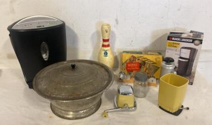 Vintage Kitchenware Lot: Black & Decker Coffee Maker, Mirro Press, Royal Shredder, Bowling Pin (All Working)