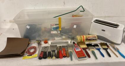 Oster Toaster ( Working ) - Painting Supplies - Tote - Trimmer Strings & Much More
