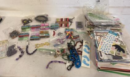 Bulk Craft & Scrapbook Supplies Lot - Beads, Stickers, Paper, Embellishments, And Much More
