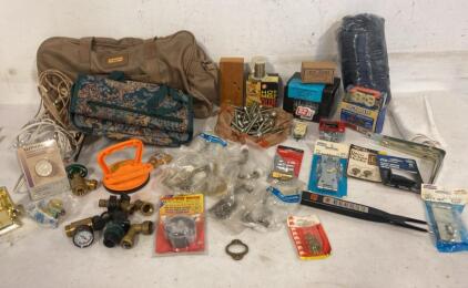 Home Improvement Hardware Lot &ndash; Plumbing Valves, Fasteners, Electrical, Tool Bags, 40+ Pieces