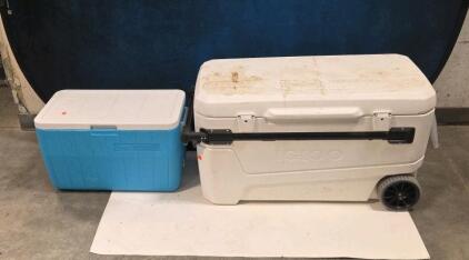 Igloo MaxCold 110 QT Rolling Cooler, Glide Pro Wheels, White, 5-Day Ice Retention, 168 Can Capacity