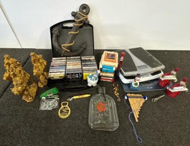 Large Vintage Lot: Cassette & 8-Track Tapes, Sun Hand Sewing Machine, Decor, Scales, Collectibles, And More!