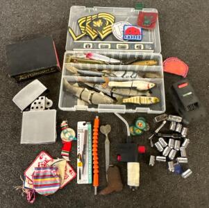 Vintage Tools, Fishing Lures, Audel&rsquo;s Auto Guide, Battery, Patches, Coca-Cola Crate Mixed Lot