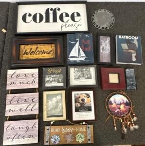 Mixed Lot Of 15 Decorative Wall Art Plaques: Coffee, Home, Inspirational, Novelty, Framed, Signs