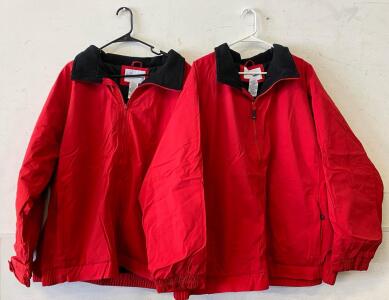 (2) WearGuard 4XL Red Fleece Lined Pullover Jacket Style 82401, Partial Zip, RN#49995