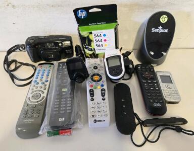 Misc. Electronics Lot &ndash; Fuji Discovery Camera, Sonocaddie GPS, HP 564 Ink, Remotes, Nokia Phone