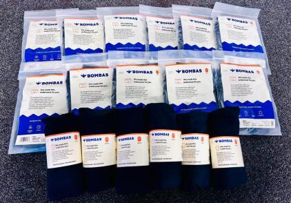 Bombas Apparel Lot: 11 Pairs Men's Underwear M/L, 6 Women's T-Shirts M/L Black, New Sealed Packs