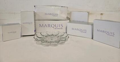 Marquis By Waterford Canterbury Assortment Including Crystal Salt & Pepper Shakers & Egg Plate With Original Boxes