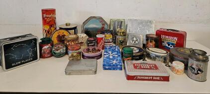 Vintage Collectible Tin Containers With Coca-Cola, Gerber, Lunchbox, Novelty & Advertising