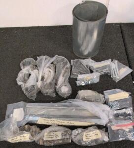Assorted Industrial Hardware Lot: Connecting Rods, Brass Fittings, Steel Sheet, Fasteners 10+ lbs