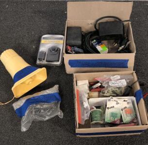 Electrical Accessories Lot: Horn Loudspeaker, Defiant Timer, NAPA 30A/40A Fuses, Tools, Wire