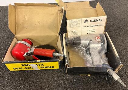 Alltrade Air Impact Wrench 1806-A141 & K-I AT-16 Pneumatic DA Sander, Original Boxes