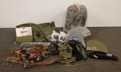 Swiss Surplus 3-Season Sleeping Bag, Alpenflage Hats, FOX Tactical Pouch & Field Gear Lot