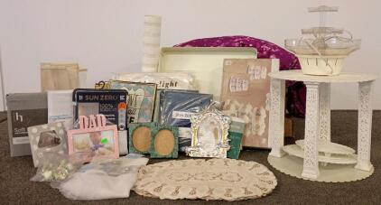 Wilton 3-Tier Wedding Cake Stand Fountain Set, Textiles, Frames, Decor Lot, 20+ Items