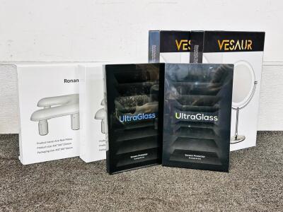(2) Vesaur Lighted Makeup Mirrors, (2) Ultra Glass Screen Protectors For 2024 IPad Pro 11", And (2) Roname Arm Rests For Nail Techs (White)