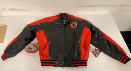 Steve & Barry&rsquo;s Ohio State Buckeyes Varsity Jacket Large Black/Red, Appliqu&eacute; Logos, #670505