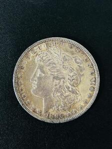 1896 Morgan Silver Dollar, Philadelphia Mint, 0.773 oz Silver, Circulated, Reeded Edge