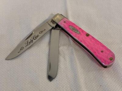 Case XX Lady Case Pink Trapper 6254 SS Pocket Knife, 2 Blades, Jigged Synthetic Handle