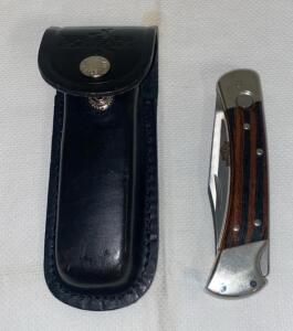 Buck 110 Harley Davidson Special Edition Folding Knife, 3.75" Blade, USA, Schrade Sheath